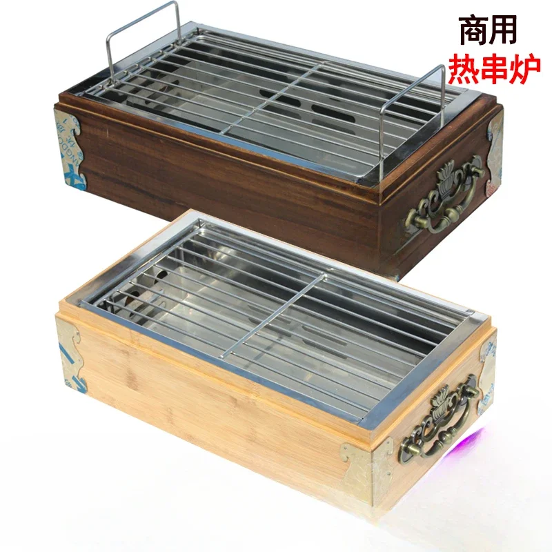 Barbecue Insulation Oven Hot Skewer Artifact Commercial Grill Power Holding Stove Bamboo Wooden Box Grill Hot Skewer