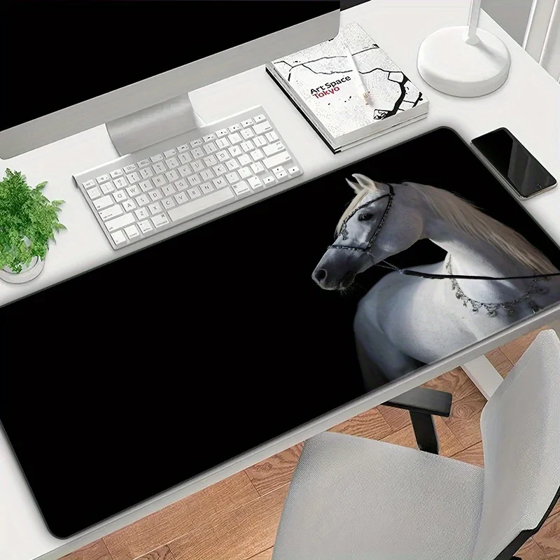 

White horse pattern designed mousepad is fashionable and suitable for office use. It has a durable surface and an anti-slip base