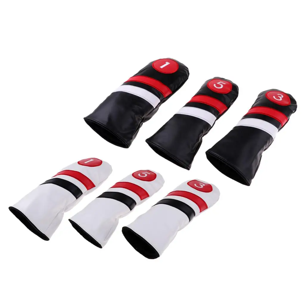Universal Golf Head Cover Elastic Closure PU Material Lightweight Driver and Woods Protector for Sports Golf Clubs
