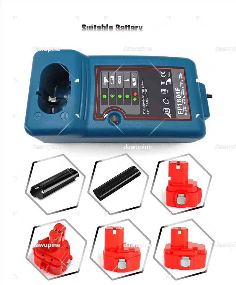 Ni‑cd Ni‑hm Battery Charger FP1804F For Makita 7.2V 9.6V 12V 14.4V 18V Serise Electric Drill Screwdriver Tool Accessory DC1414