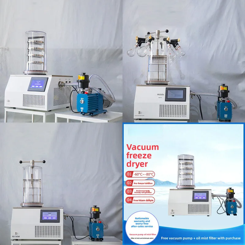 Chemical Laboratory Dryer, Multi-Hanging Bottle Type Vacuum Freeze Dryer For Chinese Medicine, Cordyceps, Food, And Cosmetics