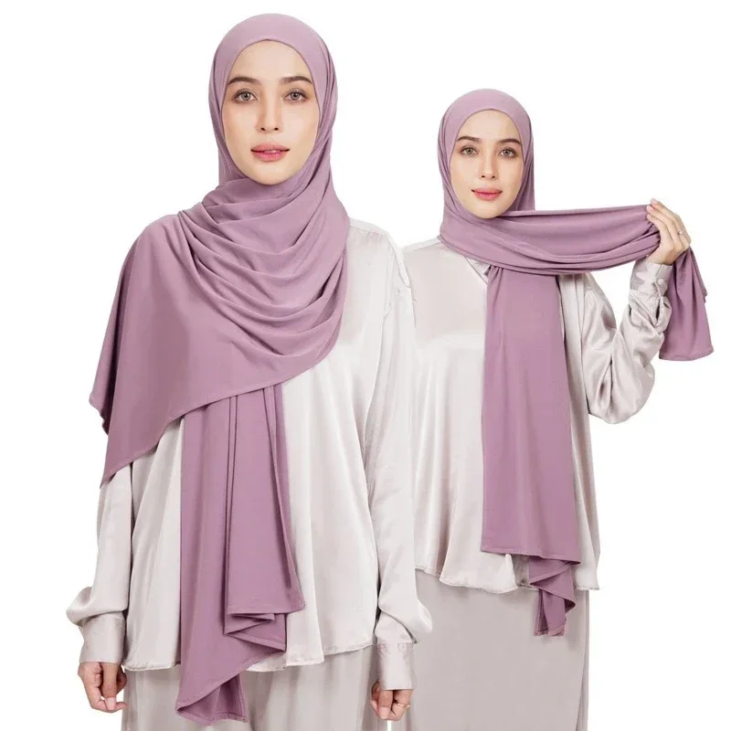 Hijab instantâneo de um laço para mulheres muçulmanas, pashmina, boa costura, envoltório da cabeça, turbante islã liso, camisa de alta qualidade