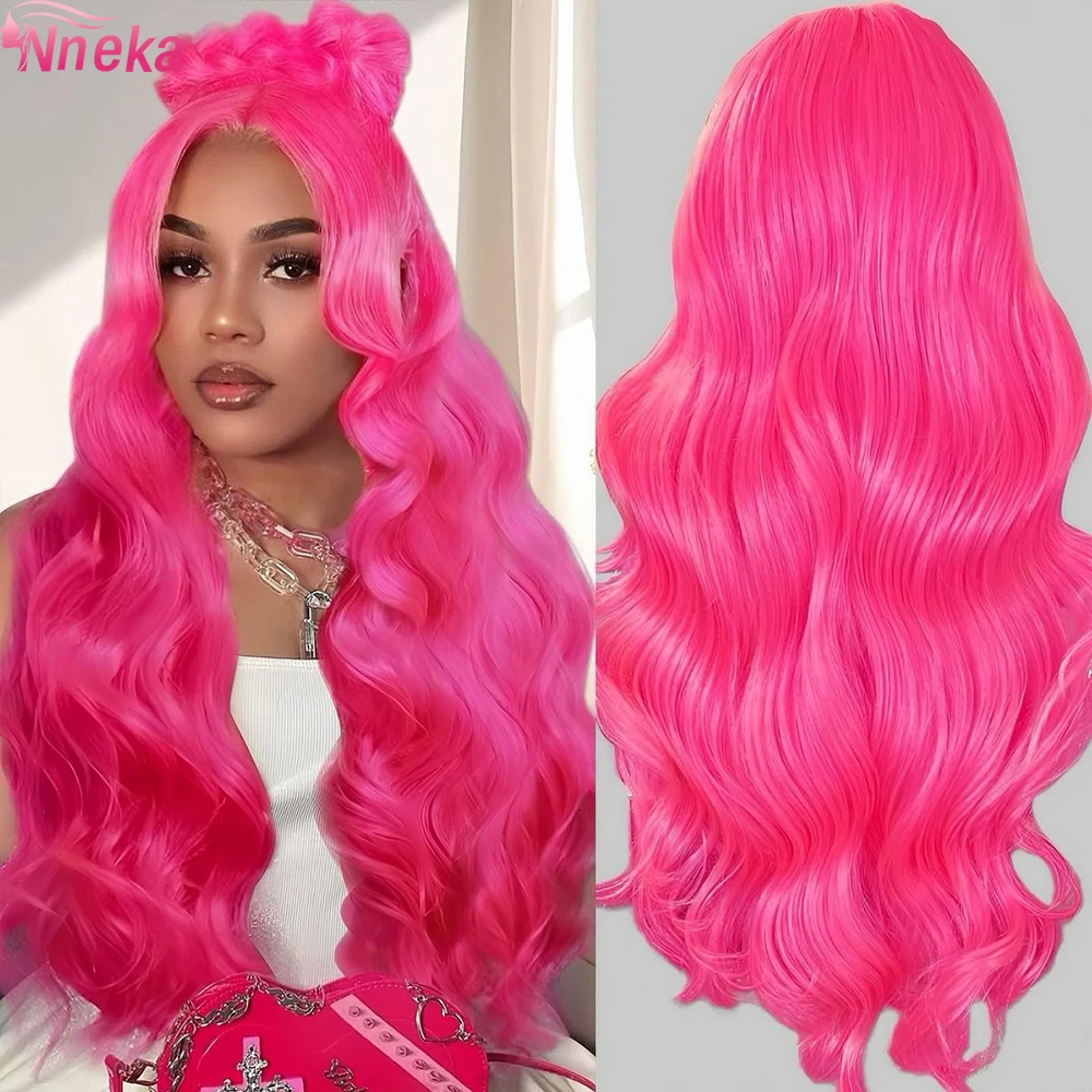 

Розовый парик из натуральных волос Body Wave, 30-36 дюймов, с кружевной передней частью 13x6, плотность 200%, бразильские волосы для женщин, парик с HD-кружевной передней частью 13x4