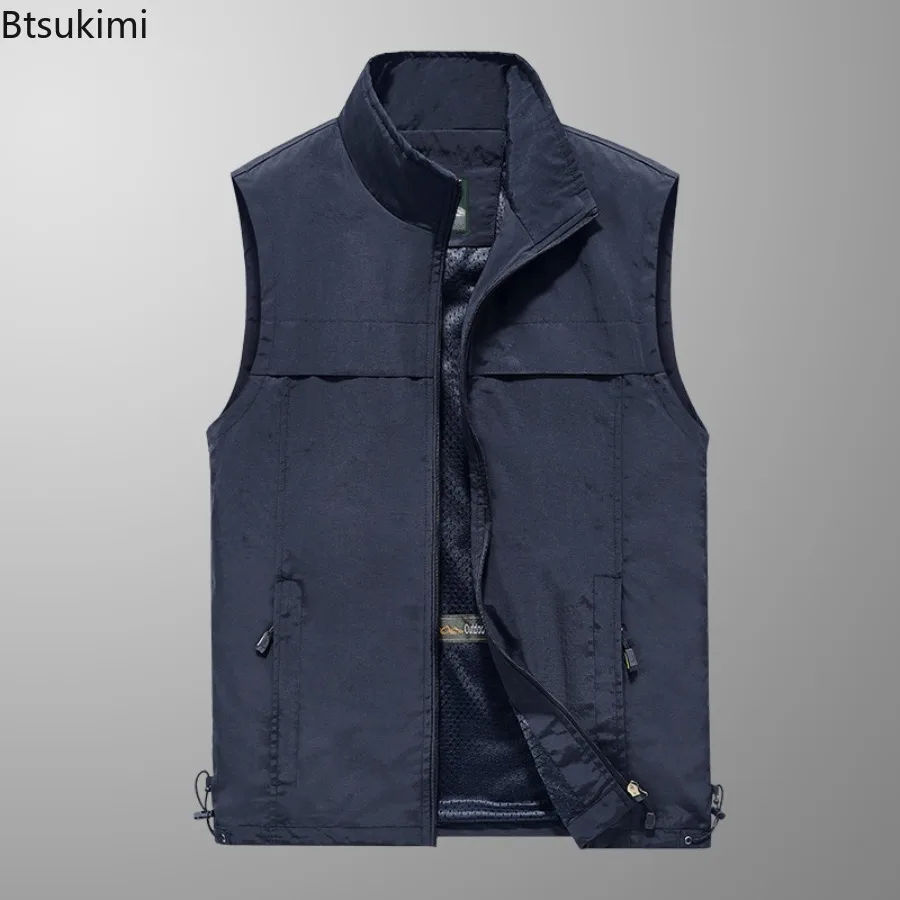 Spring New Men's Outdoor Casual Lightweight Waistcoats Sleeveless Multi-pockets Jackets Men Fishing Photography Breathable Vests