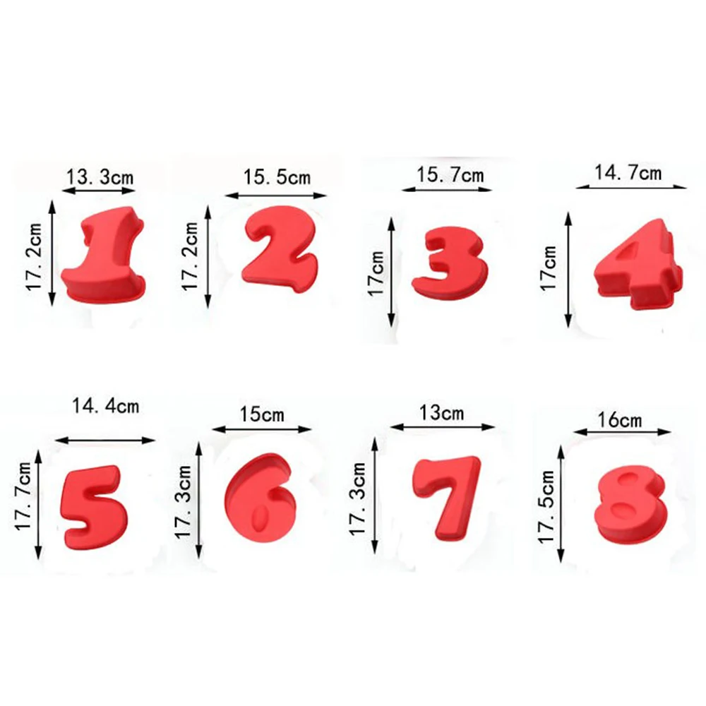

Number 0-8 Cake Mold Pan Food Grade Silicone Baking Tin Birthday Anniversary Kitchen Tools