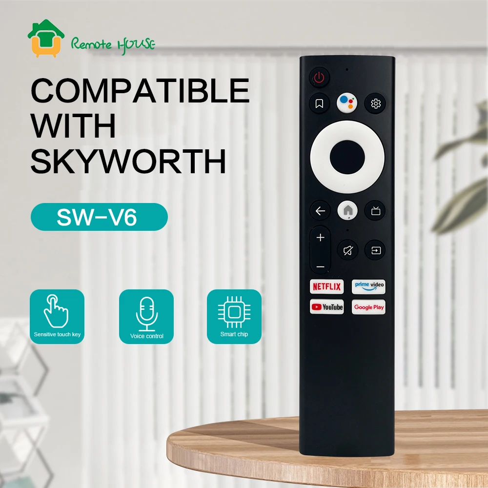 Voice Replacement Remote Control for SKYWORTH Samrt TV 55Q20 with Apps Netflix Prime-Video YouTube Google Play