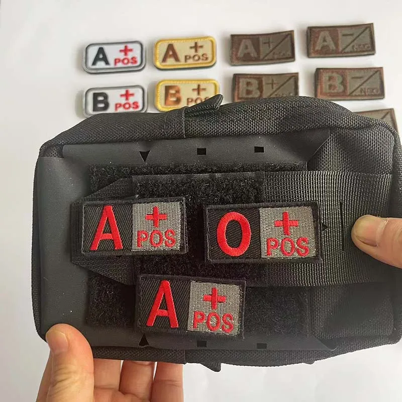 2 Stück Blutgruppen-Aufnäher A B O AB NEG POS, Klettverschluss, Kleidungsapplikation, Stickerei, Taktisches Emblem, Militäraufkleber für Mantel/Rucksack – Detail 5