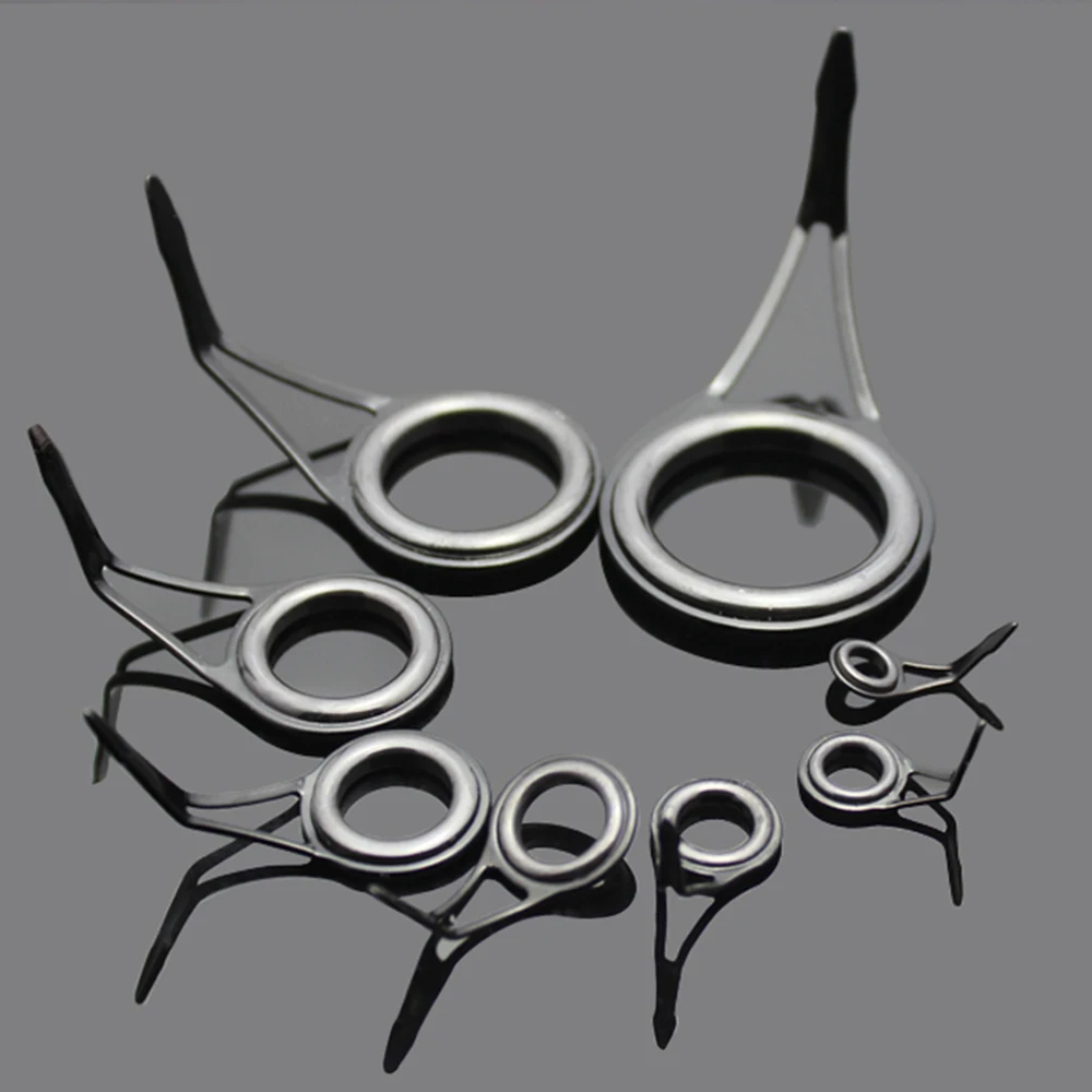 AA90-75Pcs/Lot Mixed Size Fishing Rod Guide Tip Strong Line Rings Fishing Rod Guide Guides Tip Set Repair Kit DIY Eye Rings