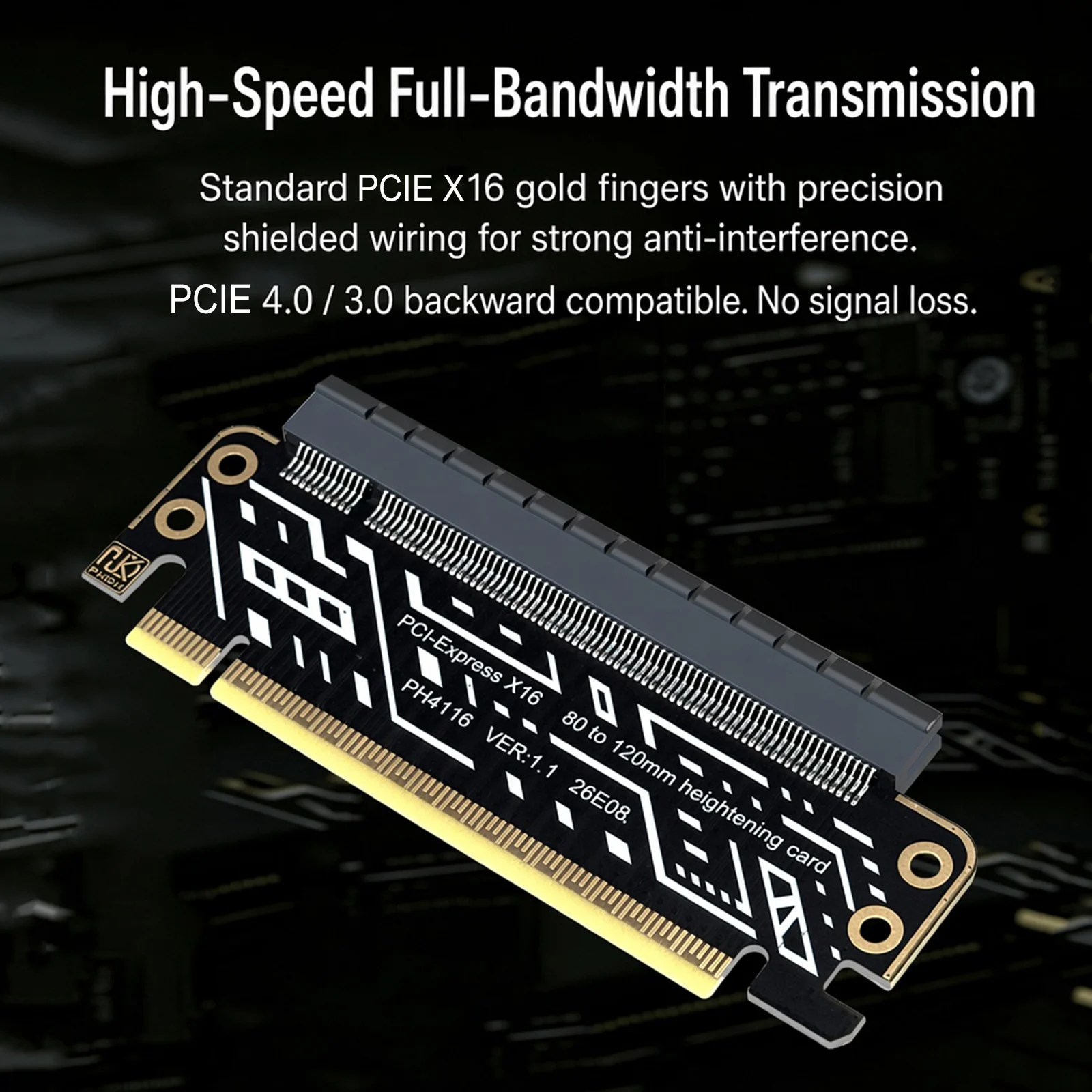 PCIE 4.0 Riser Cable for 1U / 2U Server Case Extreme High Speed Riser Cable for Half-Height Graphics Cards Expansions Design