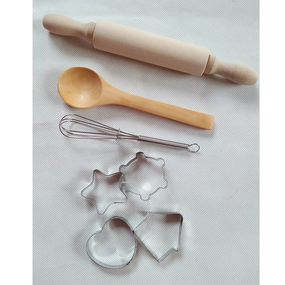 

11 Pcs Children's Apron Set Kids Gifts Utensils for Cooking Play Cake Wooden Kitchen Mitt