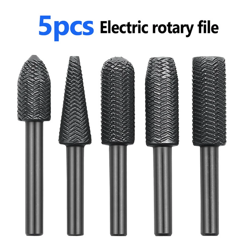 

5pcs/Set Carbide Burr Set 6mm Shank Rotary Tool Bits Cutting Burrs Dremel Accessories For Wood Metal Carving Grinding Polishing