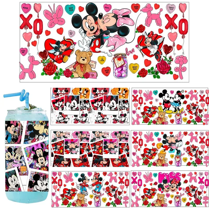 1/5 шт. 20 стилей Lover Микки Минни XOXO UV Party DIY наклейки 3D transfers uvdtf наклейки на стакан уплотнения 16 унций УФ dtf чашки обертывания