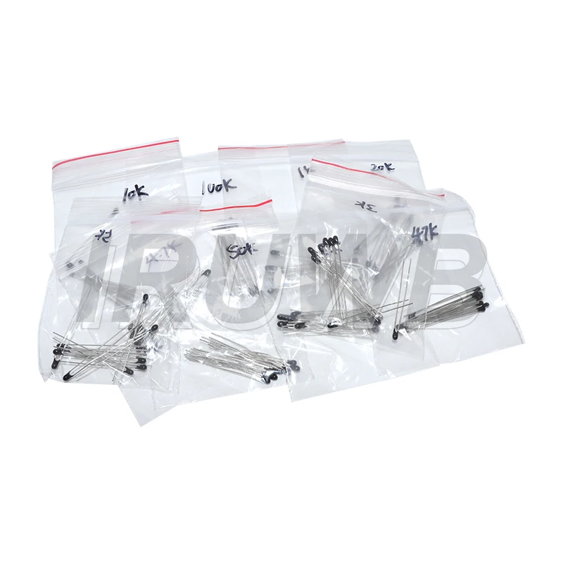 100pcs NTC-MF52AT 1K 2K 3K 4.7K 5K 10K 20K 47K 50K 100K +-5% 3950B 10value*10pcs NTC Thermistor Resistor Kit