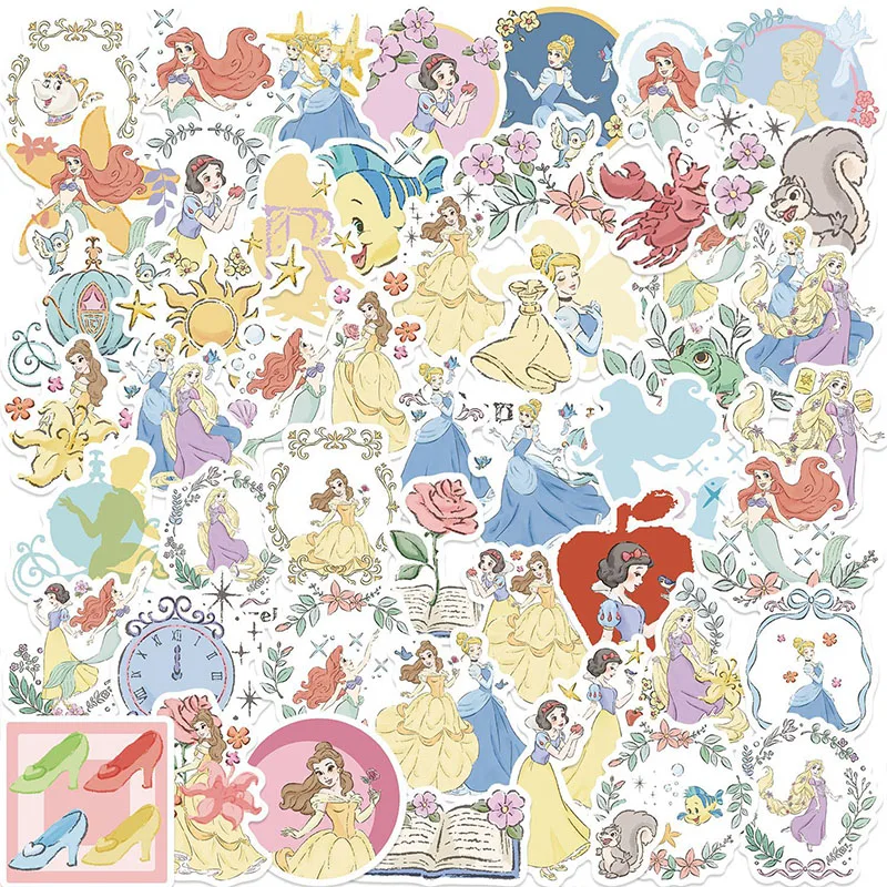 50pcs Mix Cartoon Cute Stitch Micky Princess Stickers Vinyl Laptop Luggage Skateboard Waterproof Girl Sticker Donald Duck