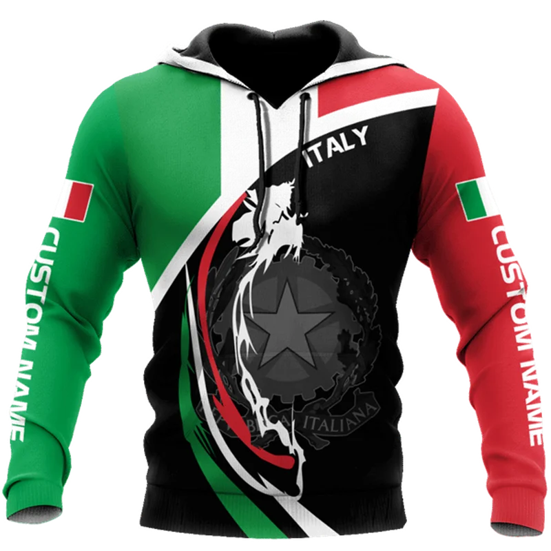 Men's Hoodie Italy Flag 3d Print Clothes Fashion Sports New In Hooded Sweatshirts Italian Hoodie Autumn Street Pullovers