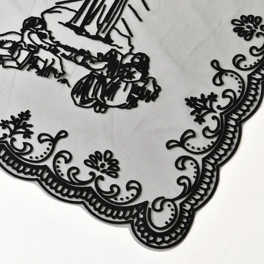 Casual Embroidered Flower Lace Scarf Lightweight Long Sunscreen Shawl Breathable Mesh Silk Scarf Women