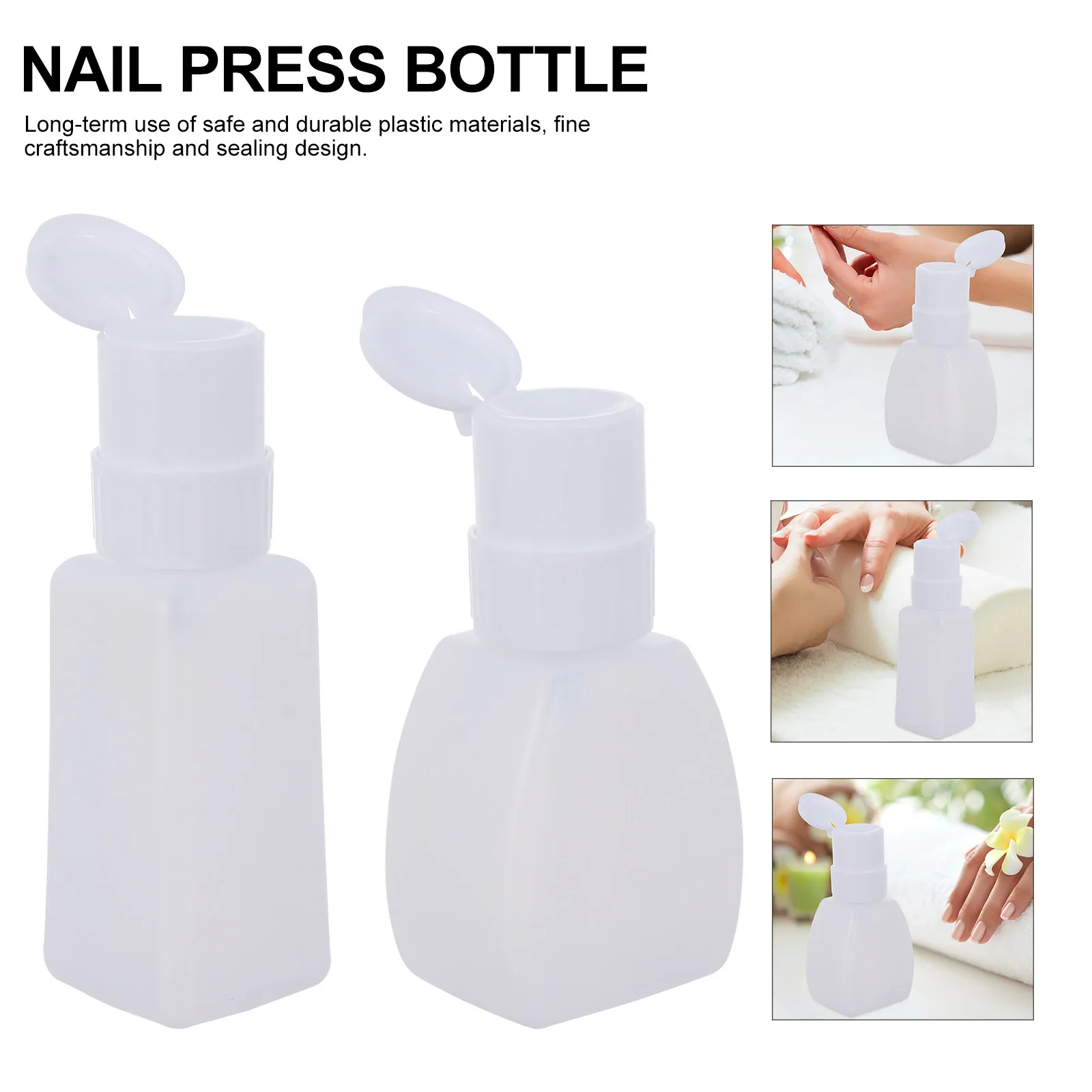 

2Pcs Exquisite Design Nail Remover Press Bottle Easy to Carry Pressing Pump Dispenser for Travel Home Office Gift Use