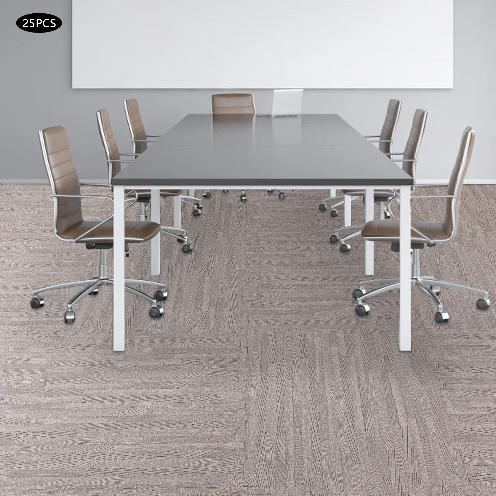

25pcs 24*24 in Gray Wood Grain Splicing Foam Floor Mat, 0.4in Thick Wear-resistant Printed Foam Tiles for Living Rooms & Studies