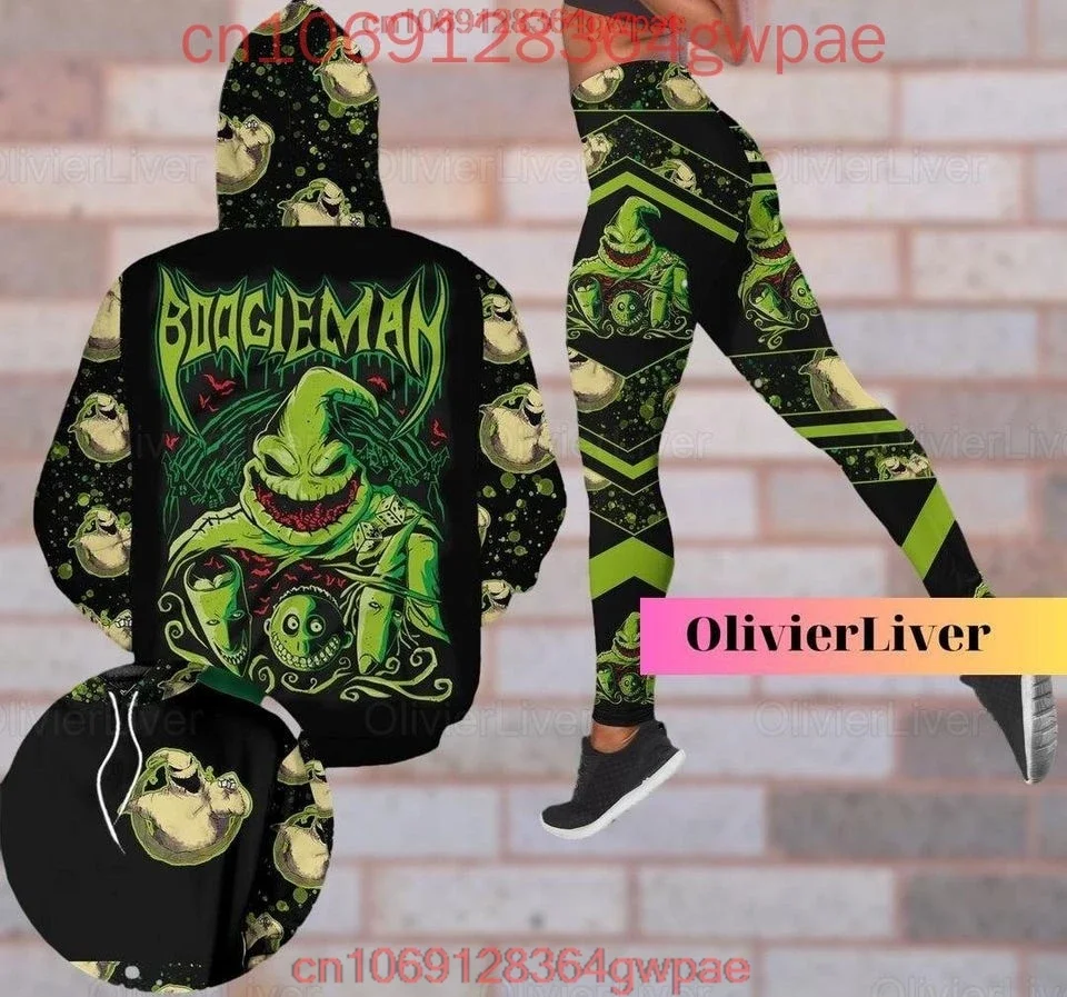 Oogie Boogie Halloween Hoodie and Leggings Women's Set The Nightmare Before Christmas Hoodie Yoga Pants Set Disney Tracksuit Set