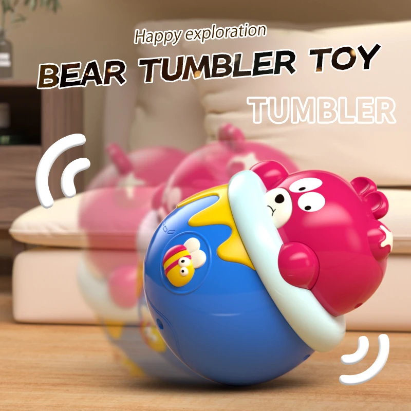 

Baby Bear Roly Poly Toys for 0-18M Infant Tummy Time Tumbler Wobbler Toy Fun Baby Toy With Music