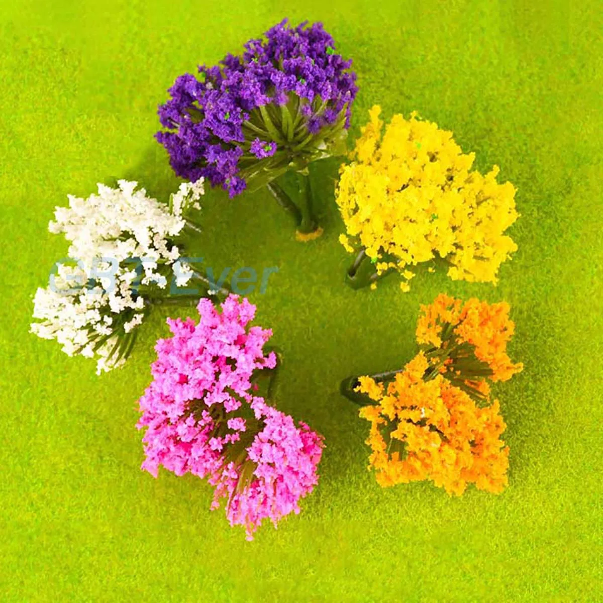 2Pcs DIY Miniature Flower Cluster Plant Tufted Model Garden Decor Static Scenery Model Landscape Building Sand Table Layout