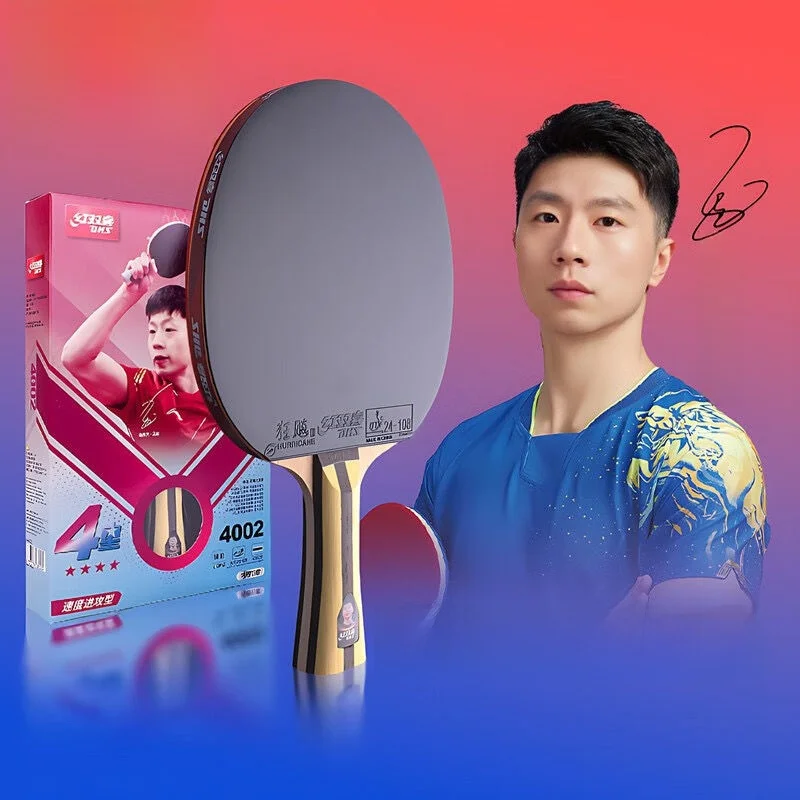 red-double-happiness-table-tennis-racket-4-star-professional-straight-and-horizontal-finished-product-for-adults-and-students
