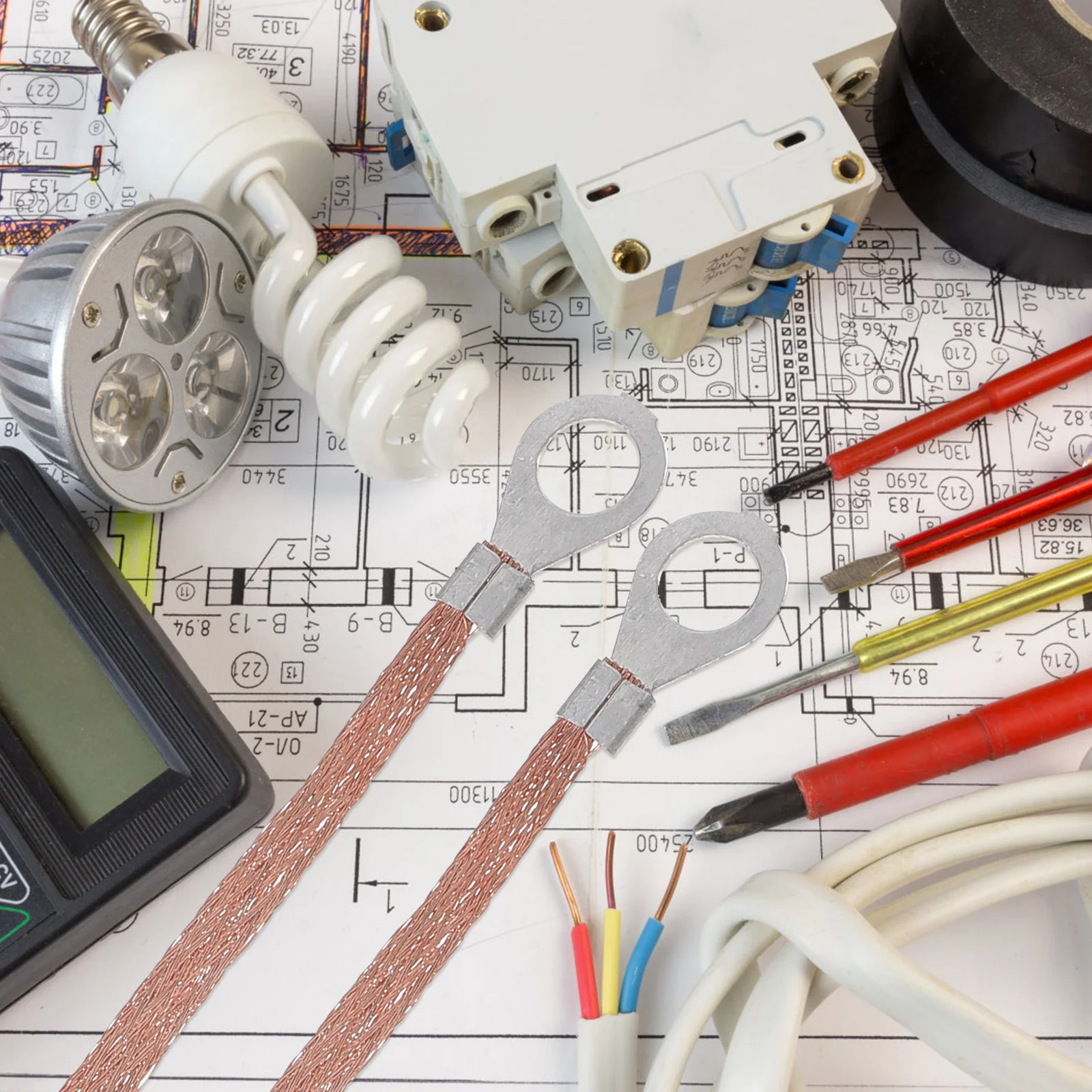 100 قطعة سلك التأريض المضفر النحاسي سلك الرصاص الأرضي المرن للإلكترونيات الصناعية معدات الجهد العالي كابل التدريع #3