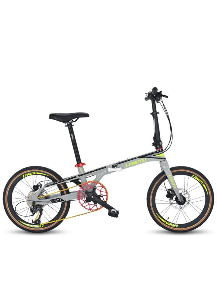 20 inch magnesium alloy folding bicycle, 9 speed ultra lightweight,185cm, for adult student, hydraulic disc brake, M9