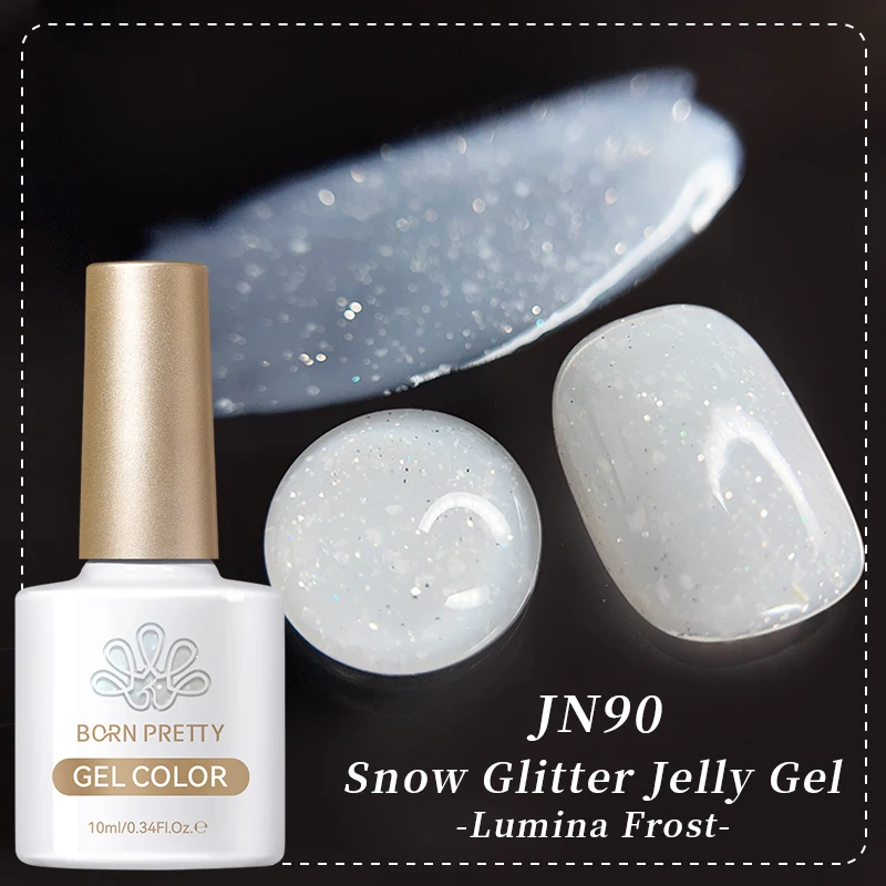 

BORN PRETTY 10ml Snowflakes White Pink Glitter Gel Nail Polish Semi permanent SOak Off UV LED Gel Varnish Design Manicure