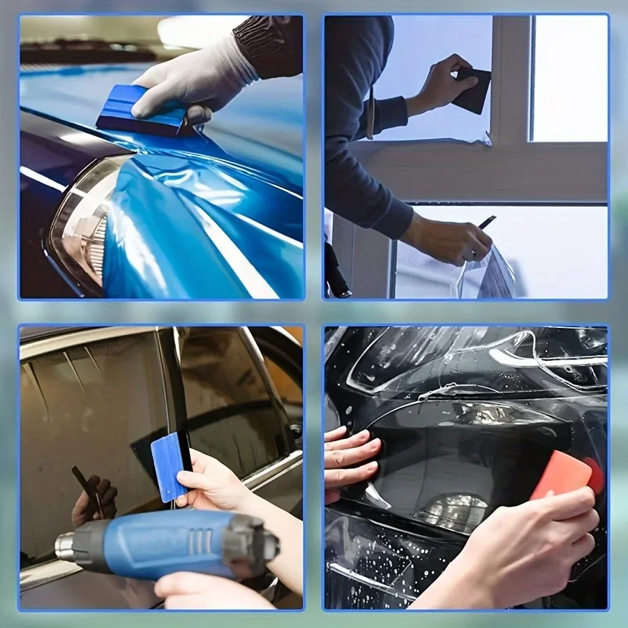 Car Vinyl Wrap Film Squeegee Scraper Foil Wrapping Suede Felt Scraper Auto Car Styling Sticker Window Tint Tools Cleaning Blue