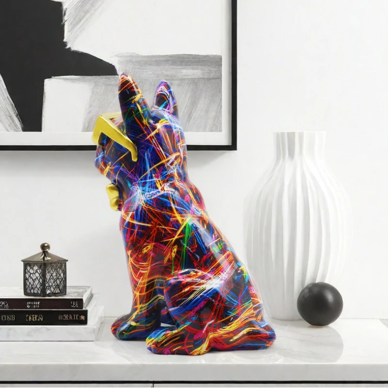 سطح المكتب تماثيل صغيرة على شكل حيوانات الكتابة على الجدران الفرنسية البلدغ التماثيل الراتنج اليدوية المنحوتات لمكتب غرفة المعيشة المنزلي ديكور صديق هدية