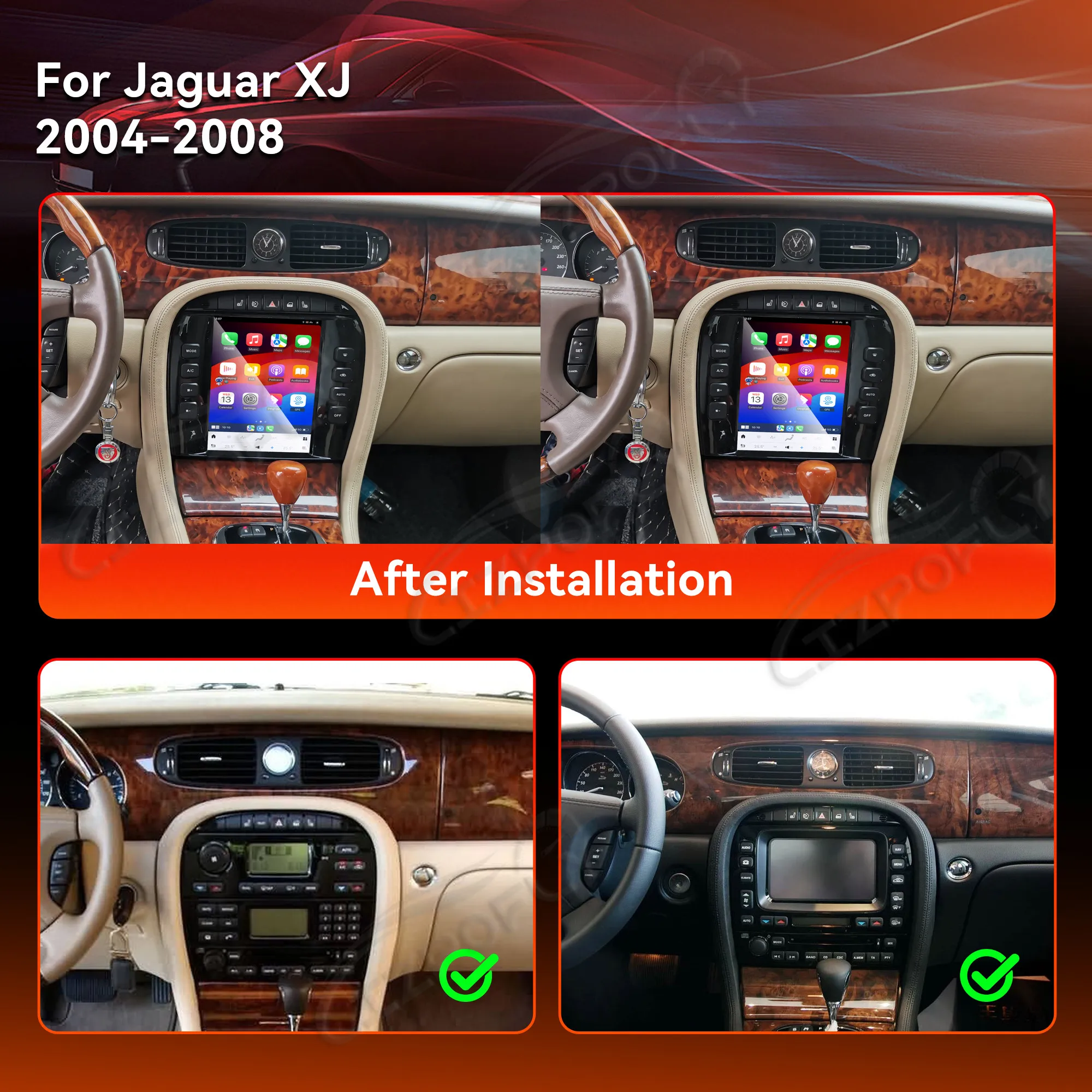 

10,4-дюймовый экран Android 13 для Jaguar XJ Xtype Stype 2004-2008, обновленная автомобильная стереосистема, GPS-навигация, мультимедийный плеер, радио