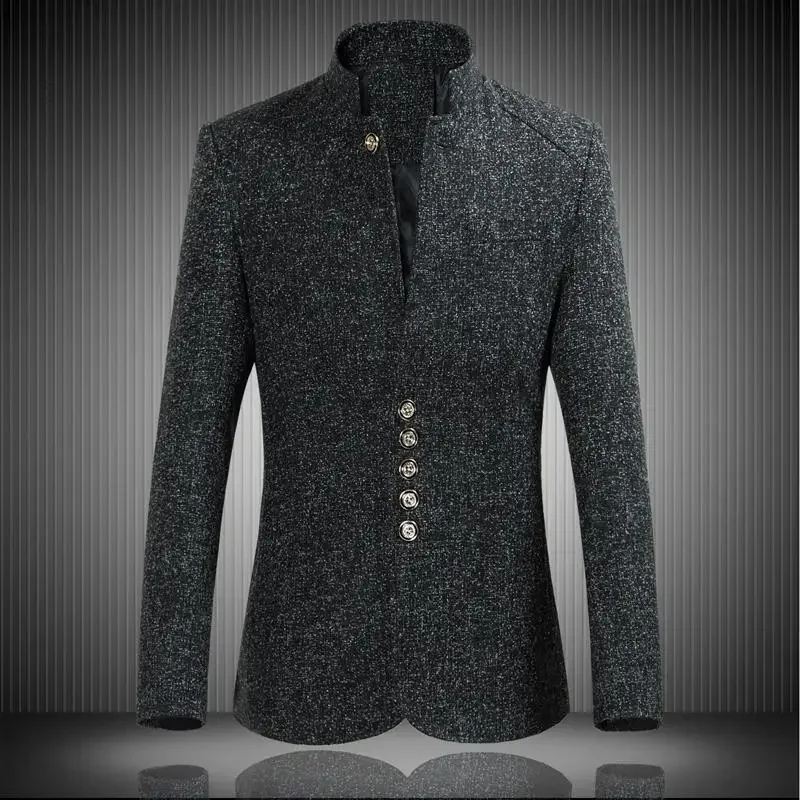 

2026 Весенний мужской повседневный пиджак с длинным рукавом, высококачественный однобортный костюм с воротником, мужская одежда, блейзеры в китайском стиле