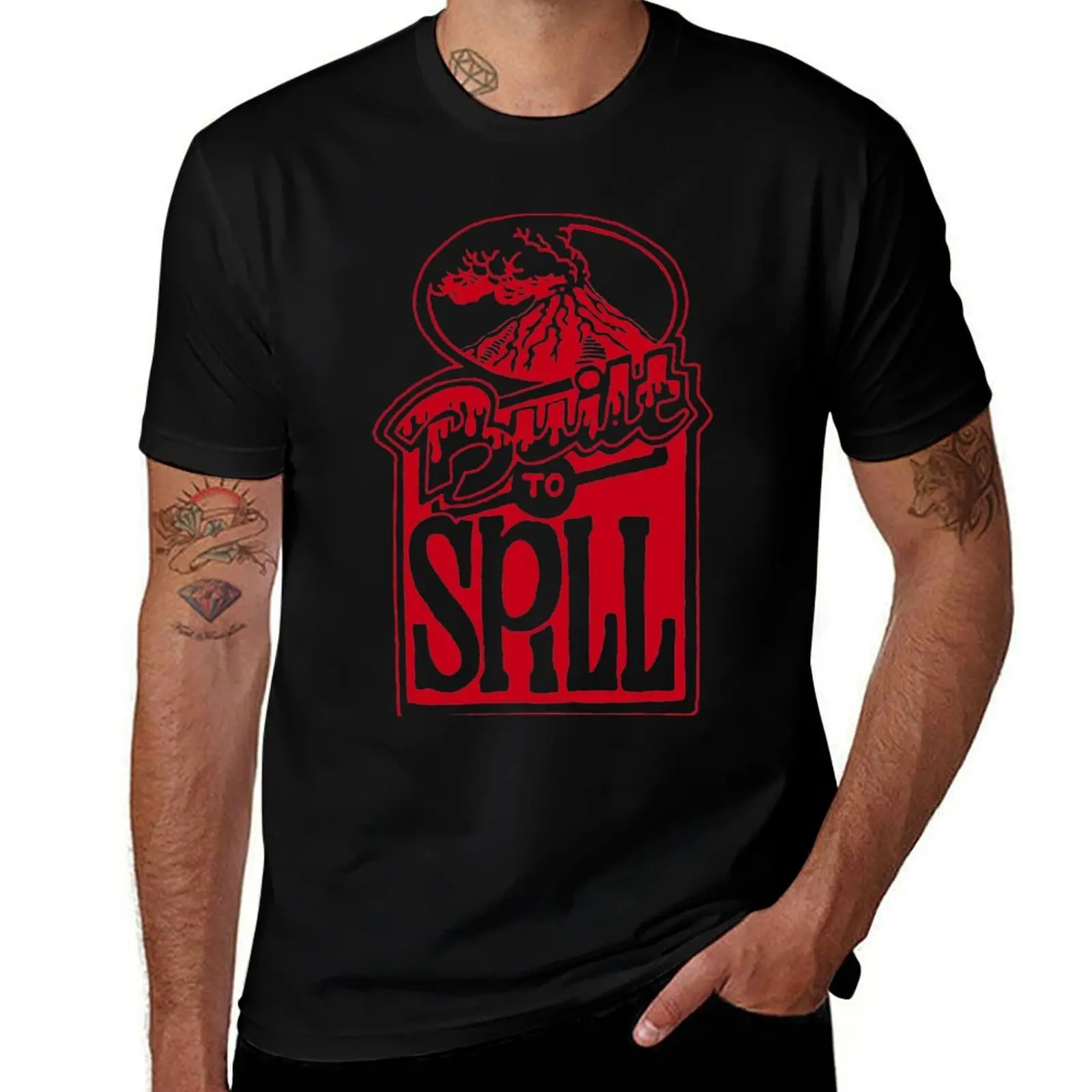 Built to Spill - Vintage volcano graphic sticker design T-Shirt Christmas Casual Short Sleeve Top
