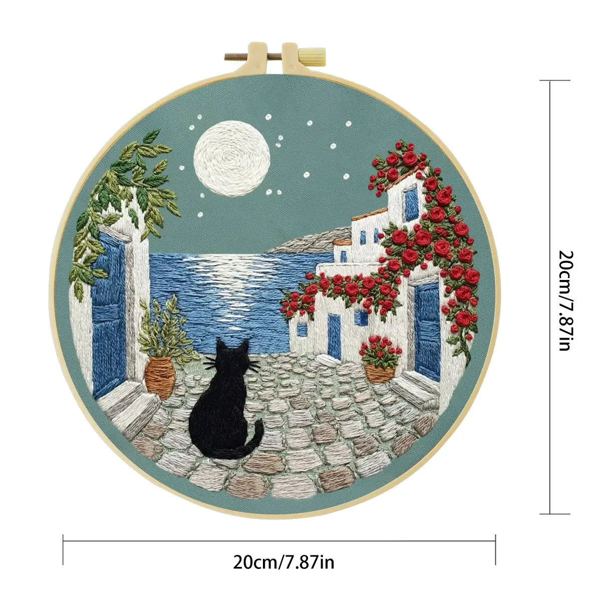 1 Stück 20X20CM/15X15CM 7,87/6,3 Zoll Die Katzen auf der Straße Stickerei-Starter-Kit DIY-Kit DIY-Stickerei-Set Handarbeiten – Detail 4