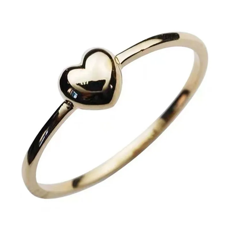 S925 Sterling Silver Electroplated 14k Korean Minimalist Heart-shaped Ring Women Sweet Romantic Proposal Banquet Gift Jewelry