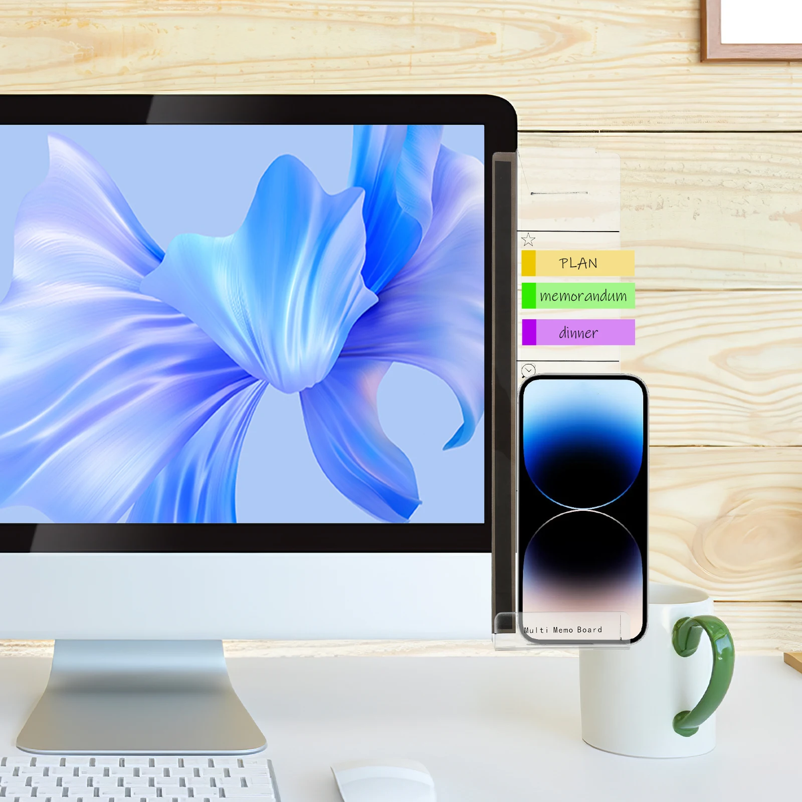

2pcs Computer Board Organizer Clear Monitor Acrylic Message Board for Notes Cards for Office