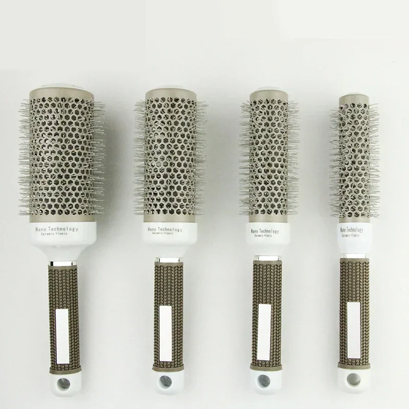1 шт. цилиндрическая кудрявая щетка для профессионального укладки волос, серая алюминиевая Бриллиантовая Массажная щетка для парикмахеров, инструмент для парикмахерской