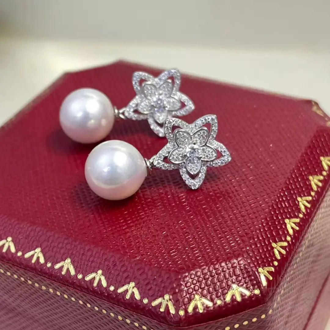 

Wholesale S925 Sterling Silver Earrings Mount Findings Settings Base Mounting Parts Accessory for 10-11mm Pearls 5 pairs/lot