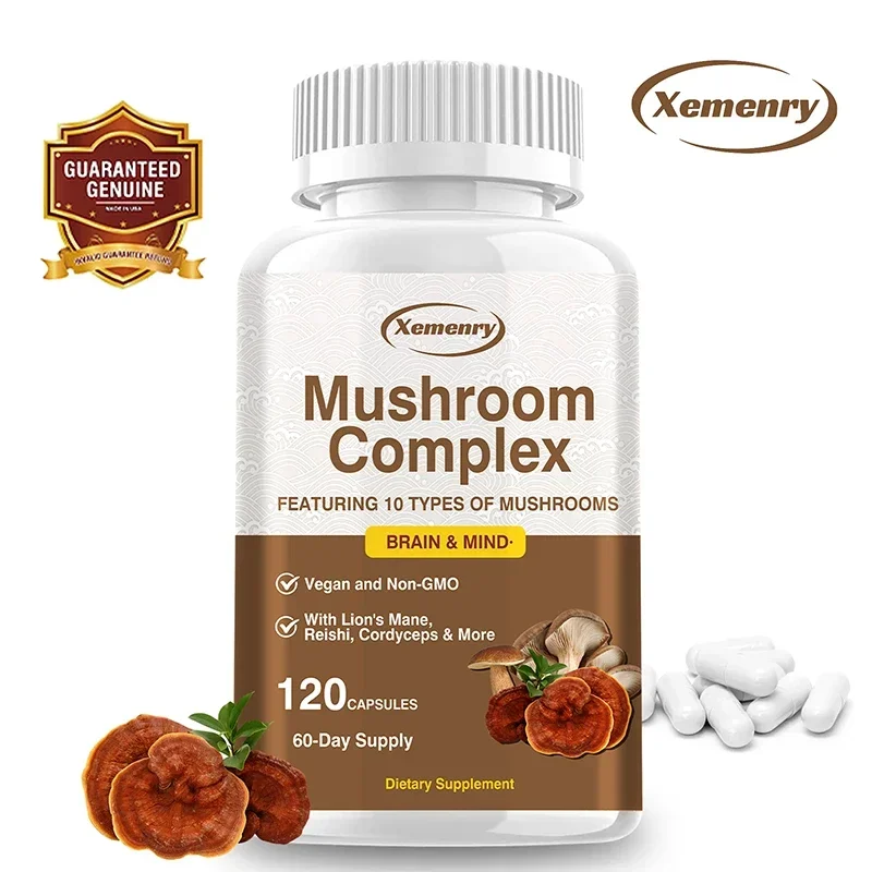 

Mushroom Complex Capsules - Support Focus & Brain & Memory Function - Immune & Nervous System Support Supplement