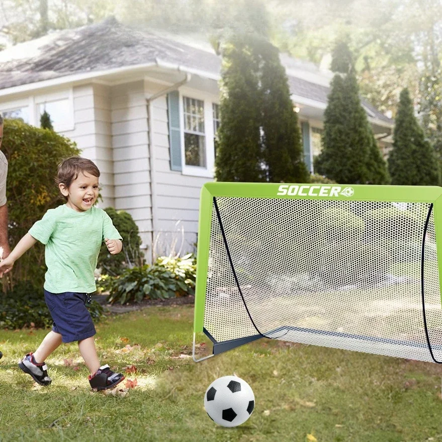 2つのゴール、4フィート x 3フィートのサイズのポータブルサッカーゴール - トレーニング機器、幼児用サッカーネット（ボール付き）、子供、青少年向けの屋外ゲーム、スポーツ