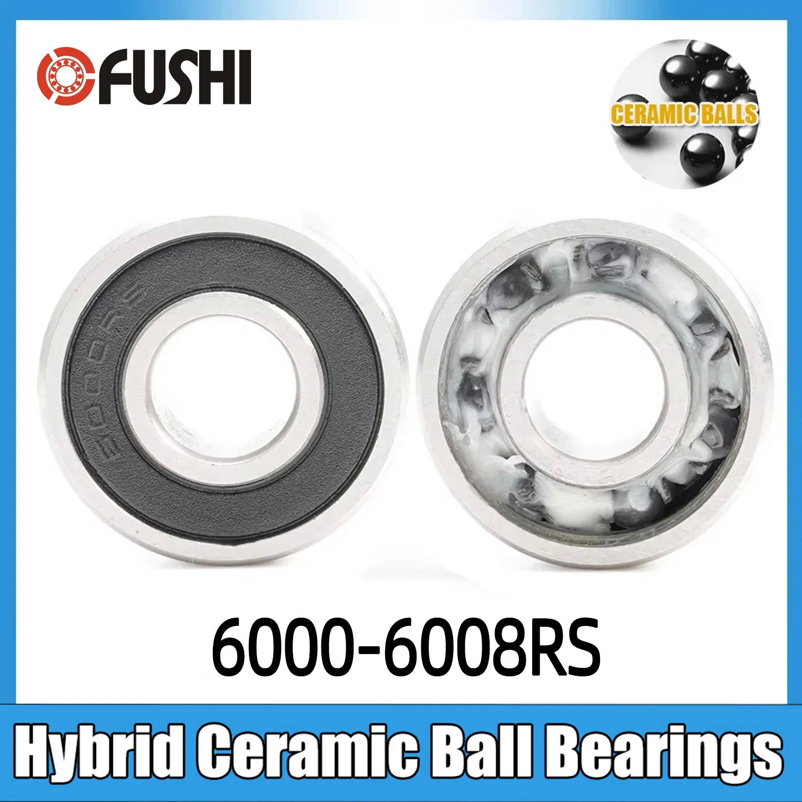1PC 6000 6001 6002 6003 6004 6005 6006 6007 6008 Hybrid Si3N4 Ceramic Ball Bearings Industry Motor Spindle 6006RS 6007RS HC 2RS