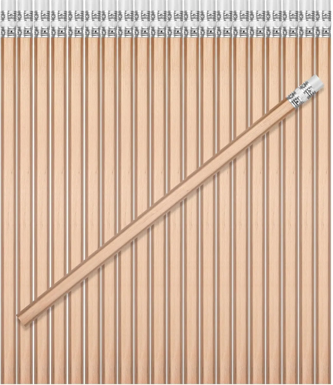 

60 Pack HB Pencils #2 Unsharpened Wood Cased with Eraser Hexagonal Graphite for School Office Exam Supplies