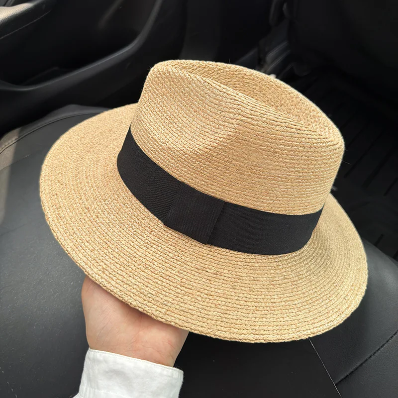 Raffia Panama Straw Hat Men's And Women's Top Hat Fedora Hat French Vintage Sunshade Sun Protection Sun By The Sea Beach Hat