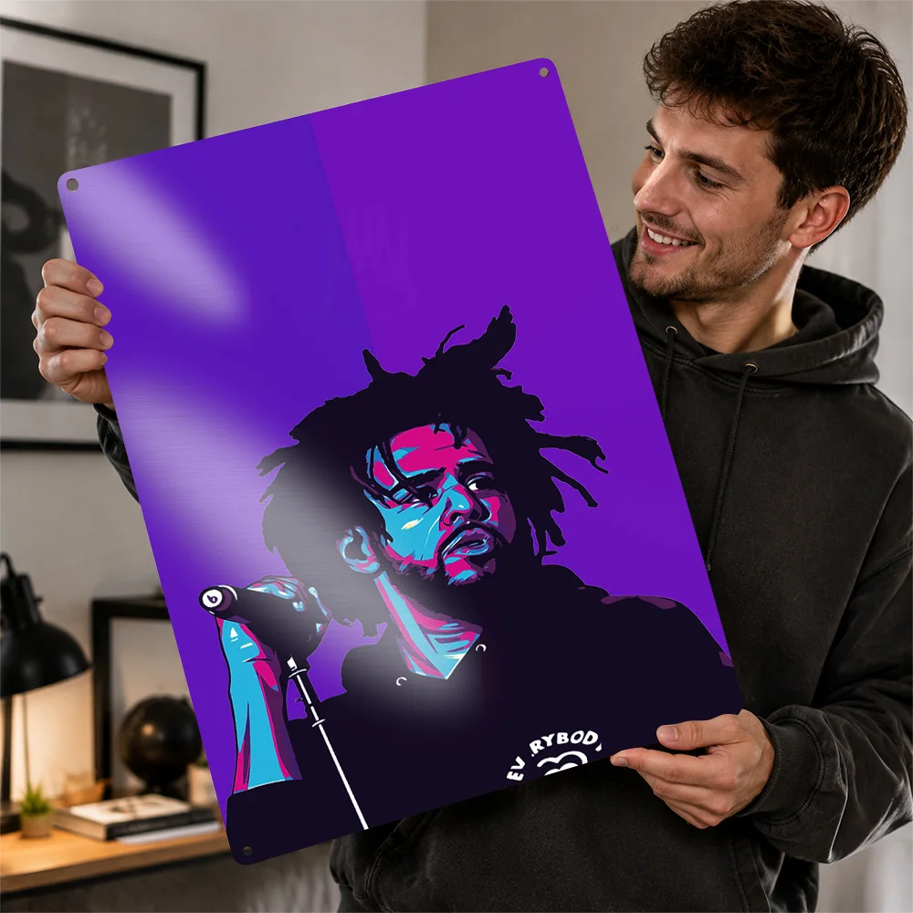 J. Cole Digital Art 3D Texture Metal Poster Customized Wall Art Tin Sign Gift for Mancave Decoration Room Decor Luxury Wand Deko