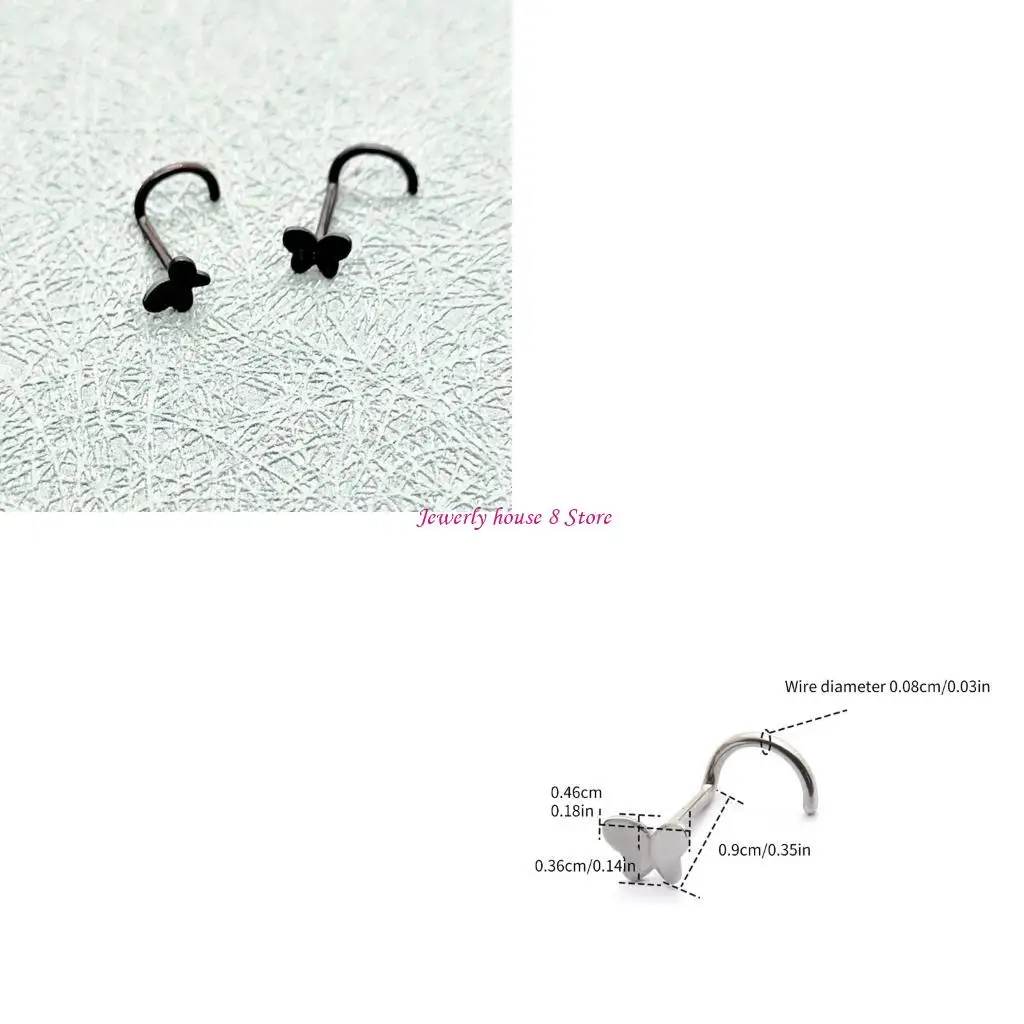 

10pcs Stainless Steel Butterfly Shaped Piercing Nose Studs Body Jewelry For Cartilage Handmade Body Piercing Accessory