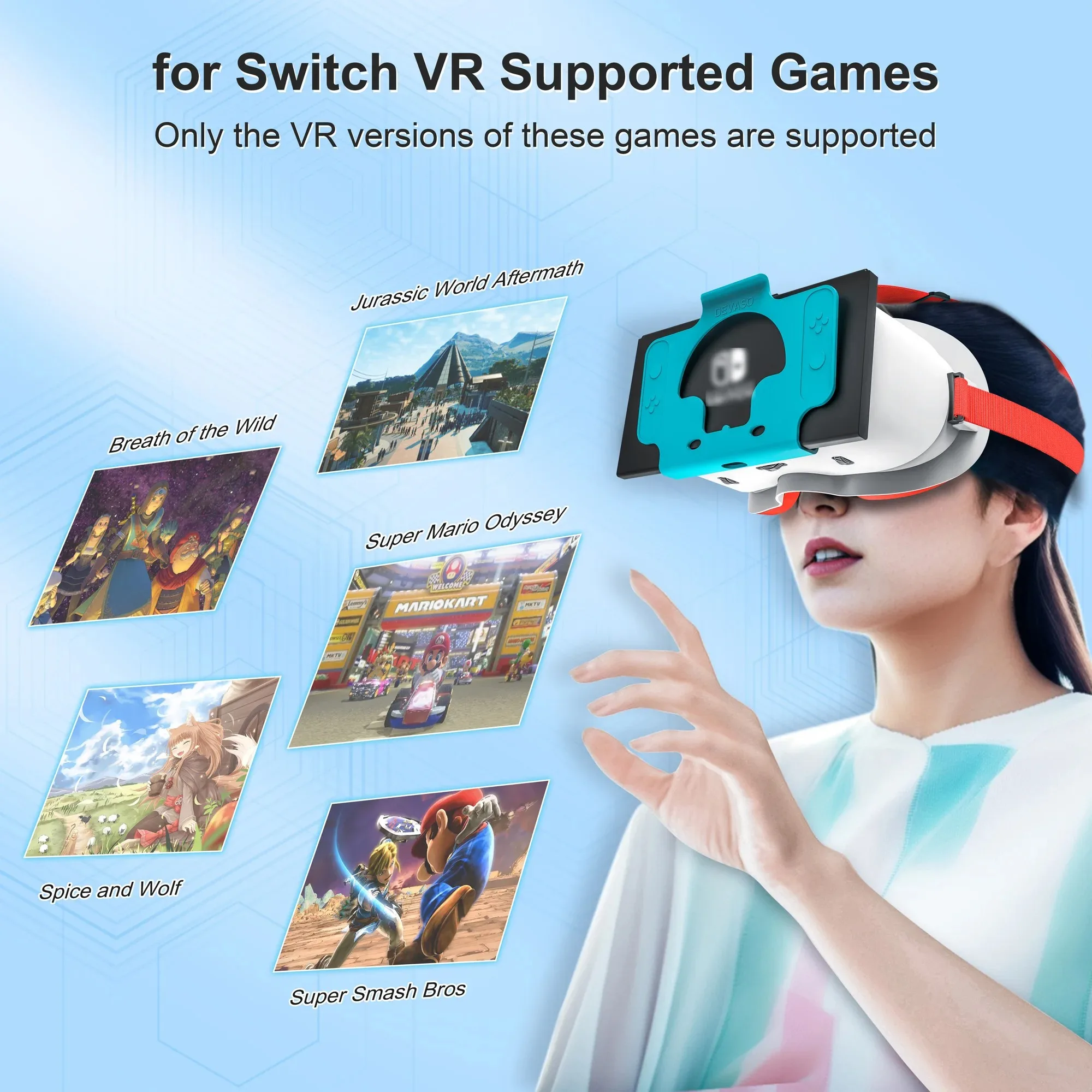 VR Glasses for Nintendo Switch OLED 3D Glasses Virtual Reality Movies for Switch Game Headset Adjustable Big Lens VR Glasses