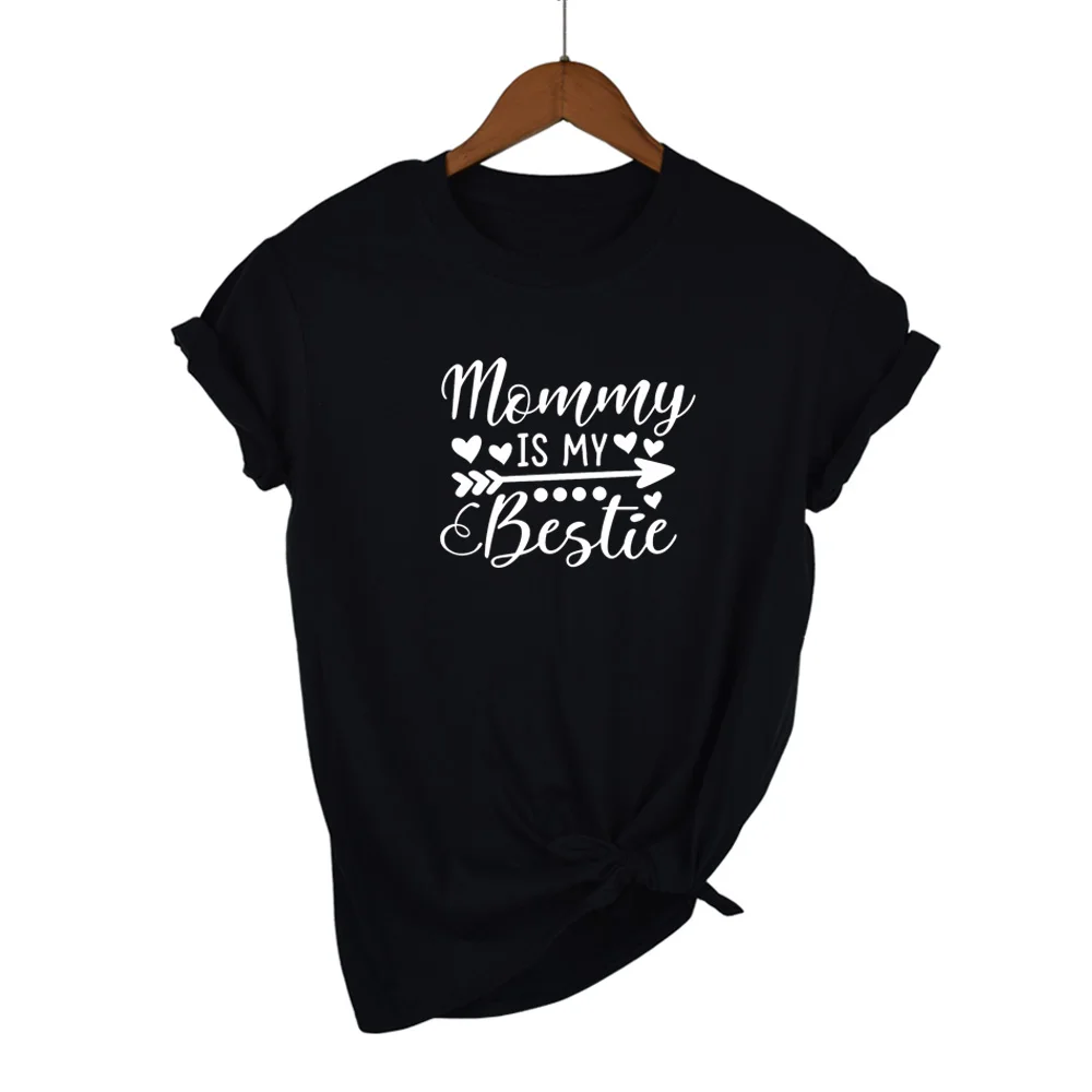 MOMMY IS MY BESTIE Print Women tshirt Cotton Casual Funny t shirt For Lady Top Tee Hipster Tumblr Drop Ship