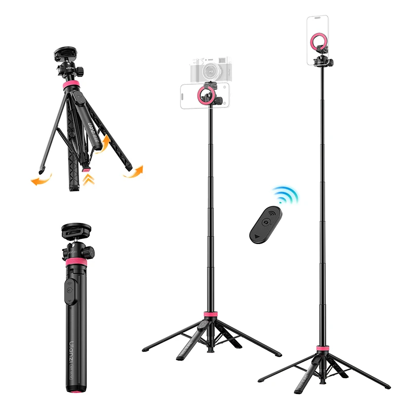 Ulanzi MT-44M 1.49M Statyw Magsafe do iPhone'a, smartfonów Android, aparatów fotograficznych DSLR, kijek do selfie z obrotą 360 stopni ° Głowica kulowa do Vlog Live — 2