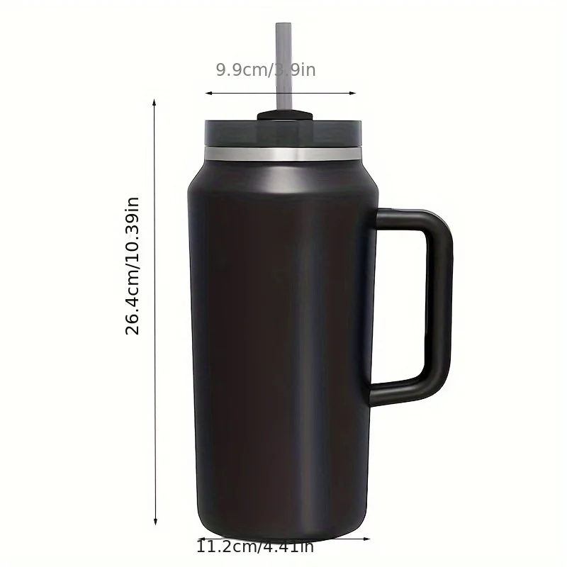 

1PC, Large Capacity Cup With Straw, 304 Stainless Steel Insulated Water Cup, Sports Water Cup, 1900ml/64oz